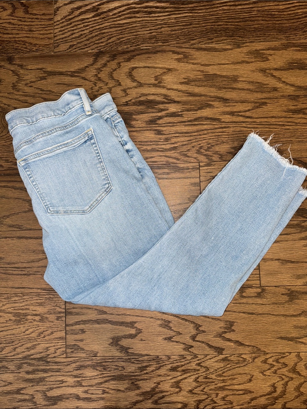 LOFT Light Blue Skinny Cropped Jeans with Raw Hem